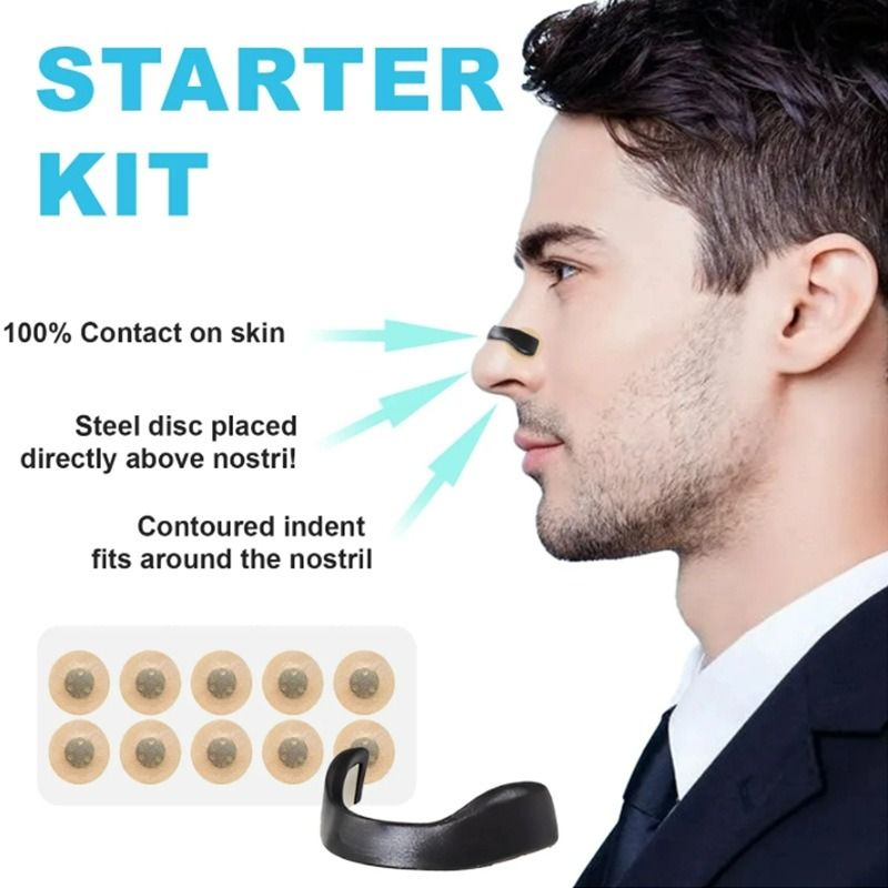 Round Magnetic Nose Clip Set - Anti-Snoring Nasal Breathing Aid (Black)