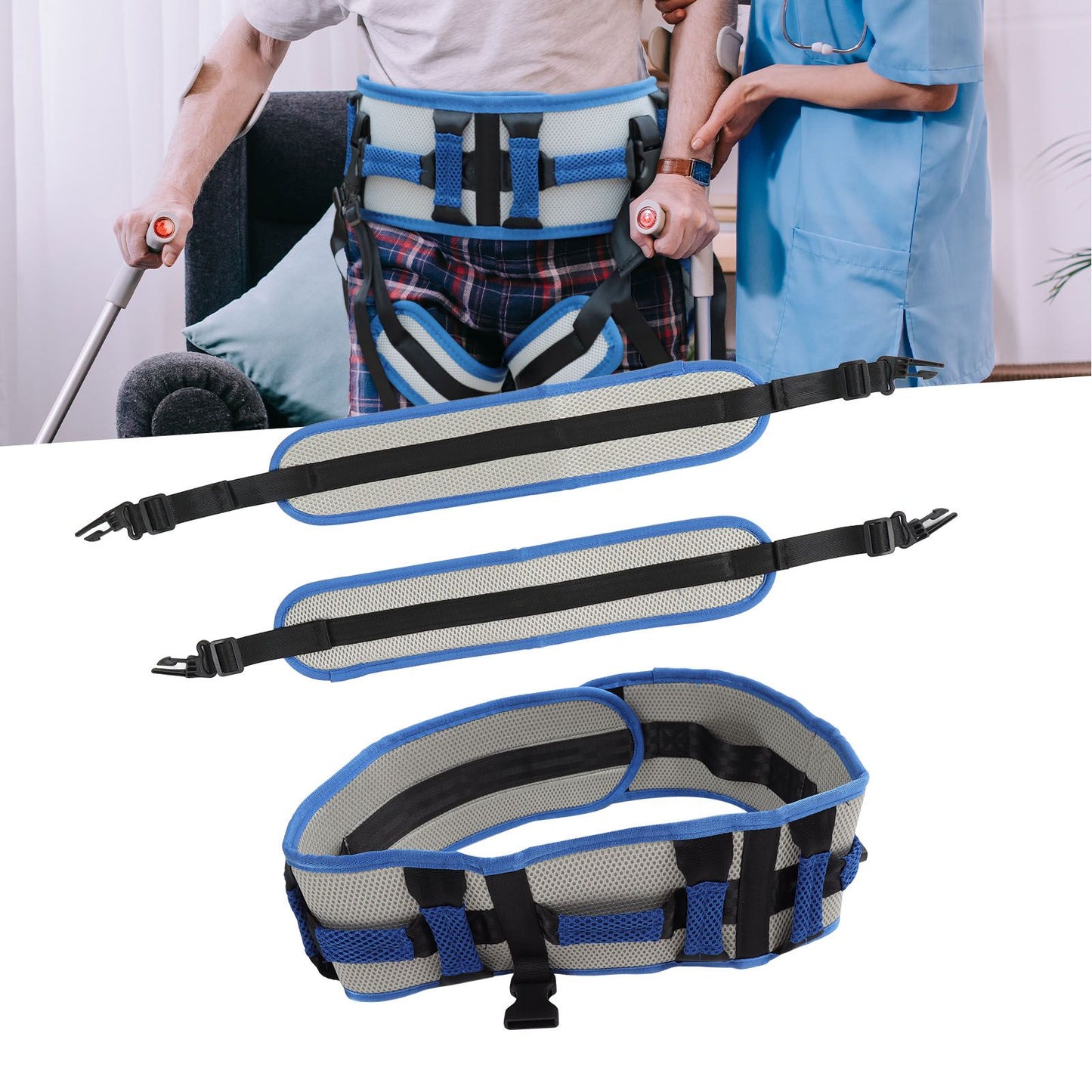 Transfer Belt Stable Support Uniform Force EVA Transfer and Walking Gait Belt with Leg Loops for Patients Elderly S