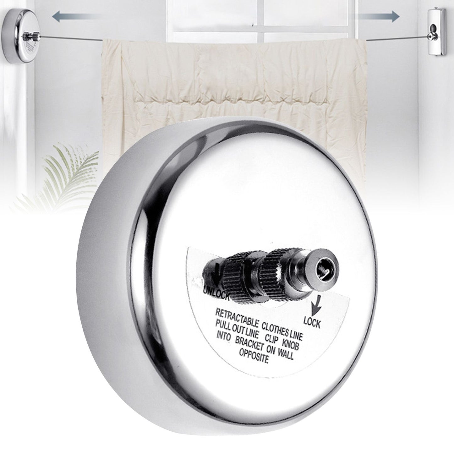 Retractable Clothesline 2.8m Stainless Steel Strong Bearing Rust Corrosion Resistant Telescopic Clothes Drying Line