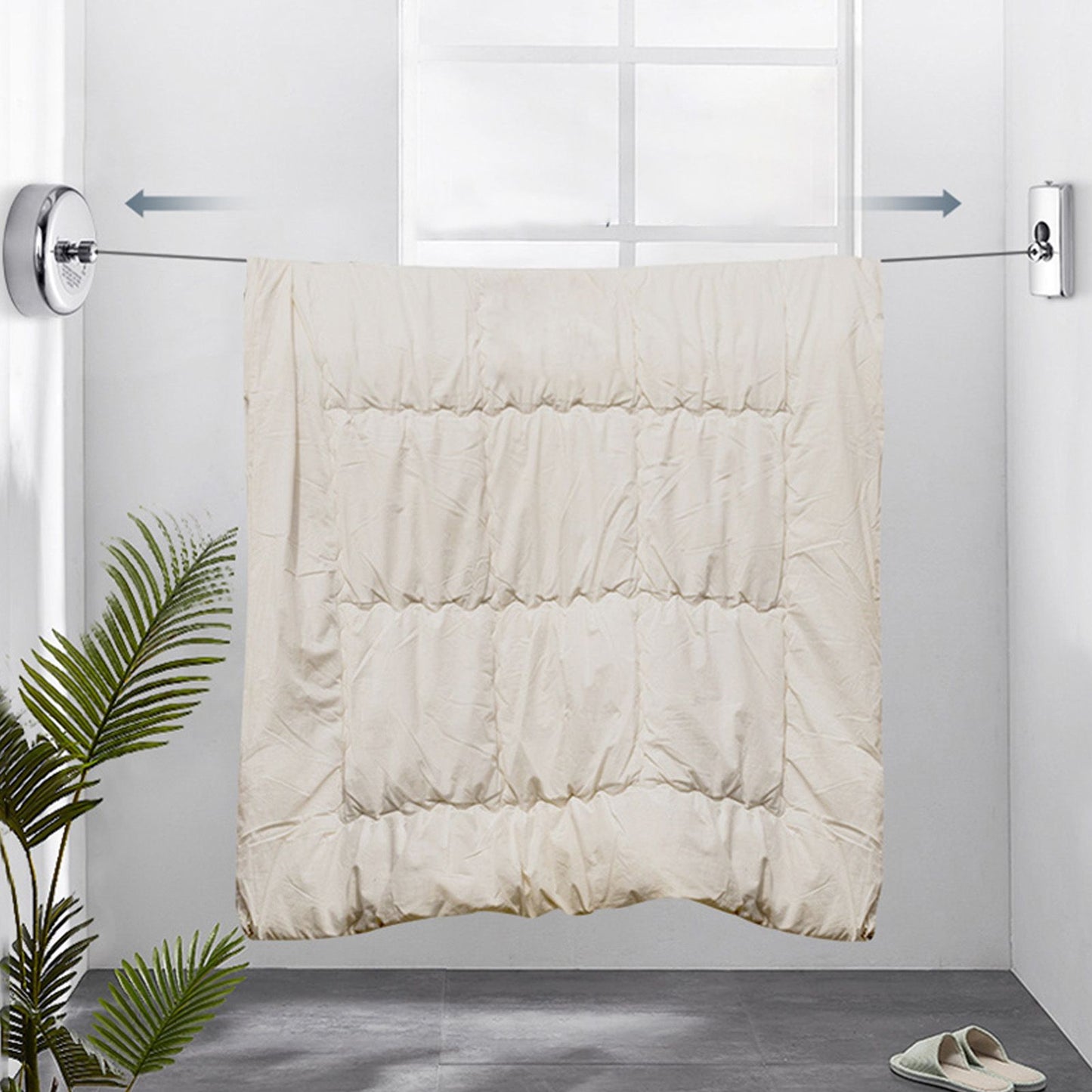 Retractable Clothesline 2.8m Stainless Steel Strong Bearing Rust Corrosion Resistant Telescopic Clothes Drying Line