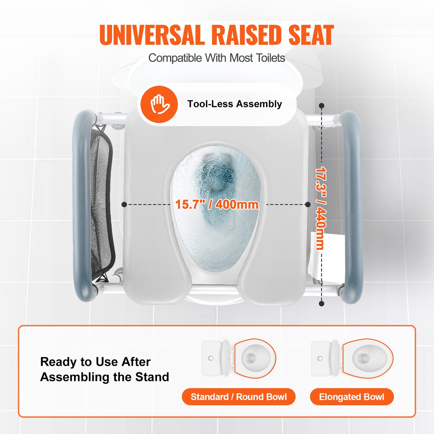 Adjustable Raised Toilet Seat with Cushion – Heavy Duty 150kg