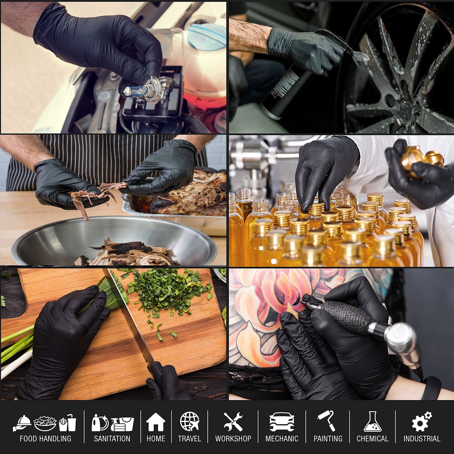 Heavy-Duty 6 Mil Nitrile Gloves - 100 Pack, Super Strong & Latex-Free for Industrial Use (Small)