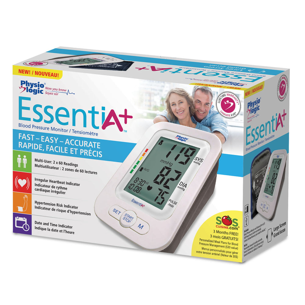 EssentiA Blood Pressure Monitor with Universal Arm Cuff – Multi-User, Easy-Read Screen