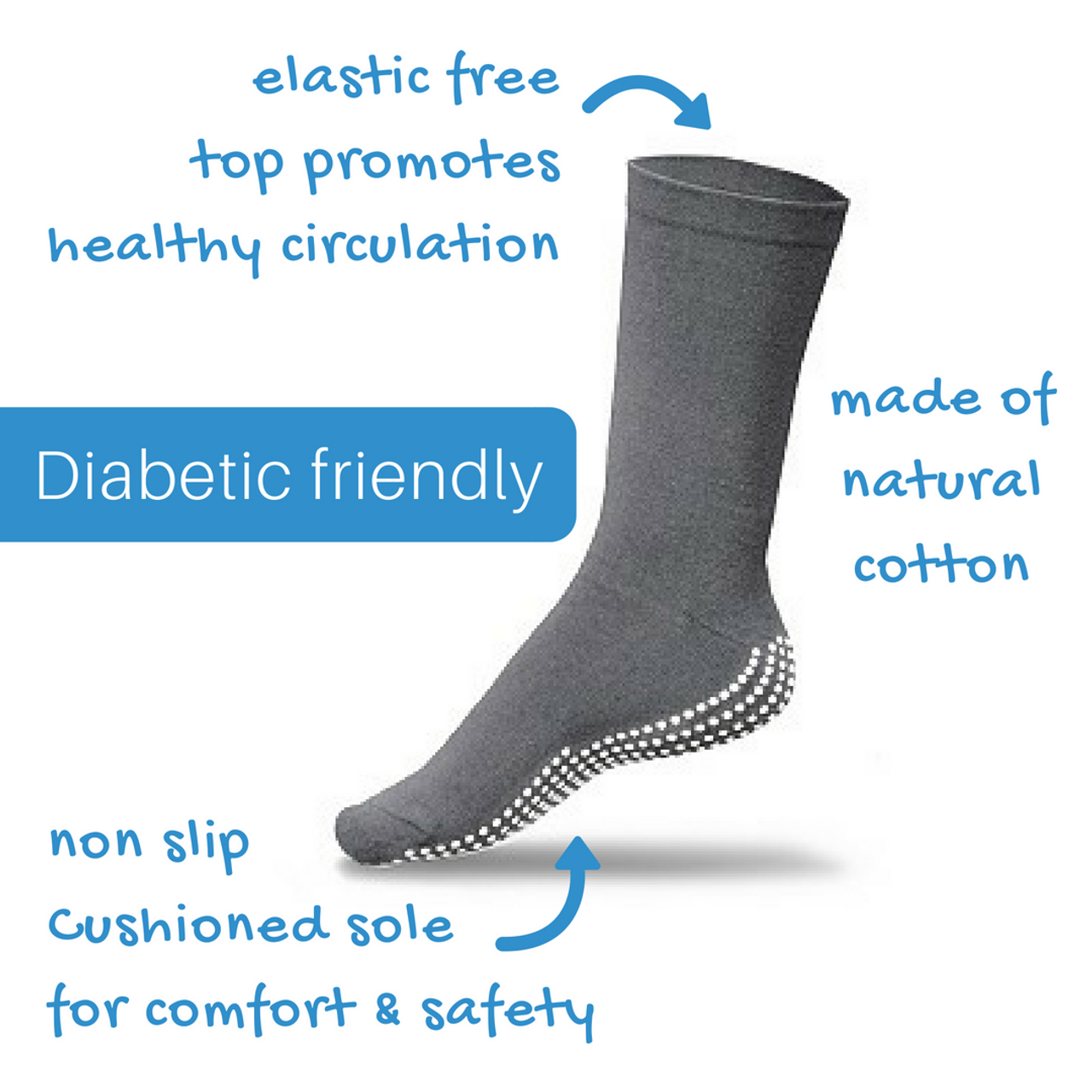 Circulation Non-Slip Socks – Diabetic Safe, Anti-Skid Grip for Swollen Feet, Aged Care & Hospital Use | Soft, Stretch Fit for Sensitive Skin
