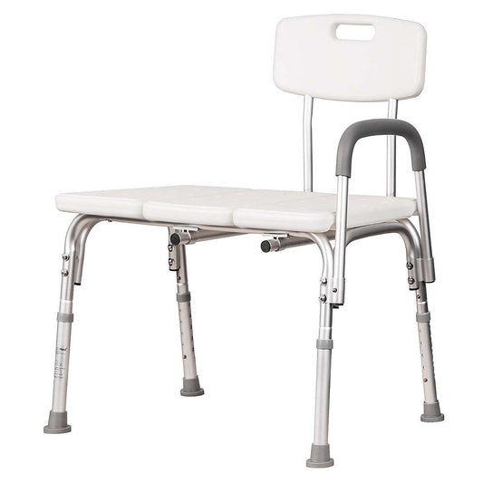 Adjustable Height Bath Transfer Bench 136kg Capacity – Non-Slip Shower Chair for Elderly & Disabled