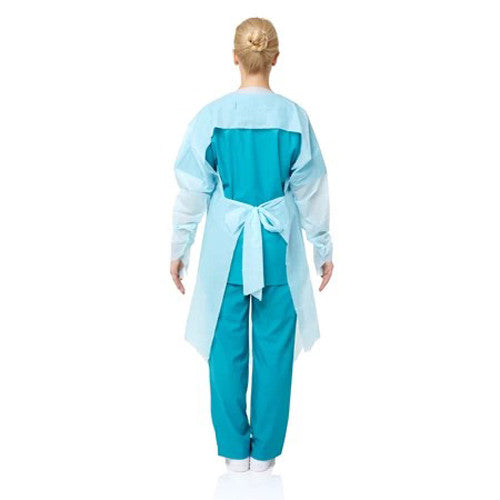 Medical Gown 15 Pack – Disposable Blue PPE Gowns with Open Back & Thumb Loops – Fluid Resistant