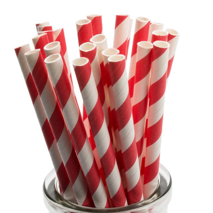 1000-Pack Red White Biodegradable Eco Paper Drinking Straws - Bulk Party & Cafe