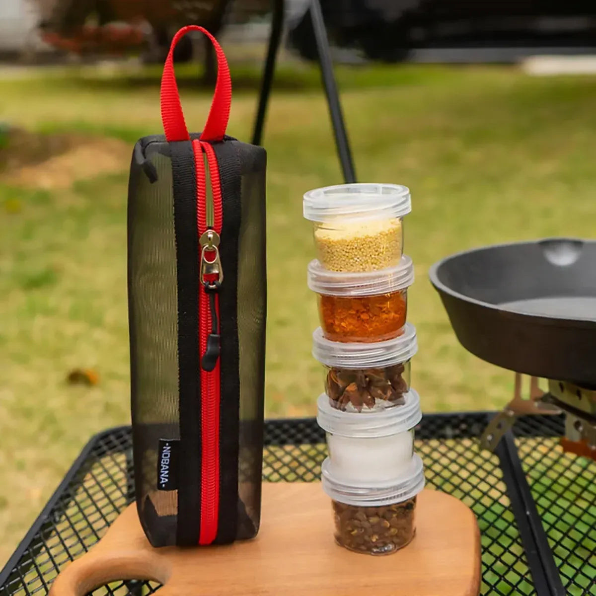 5PCS Outdoor Camping Spice Container Set Travel BBQ Seasoning Storage Box Use - White