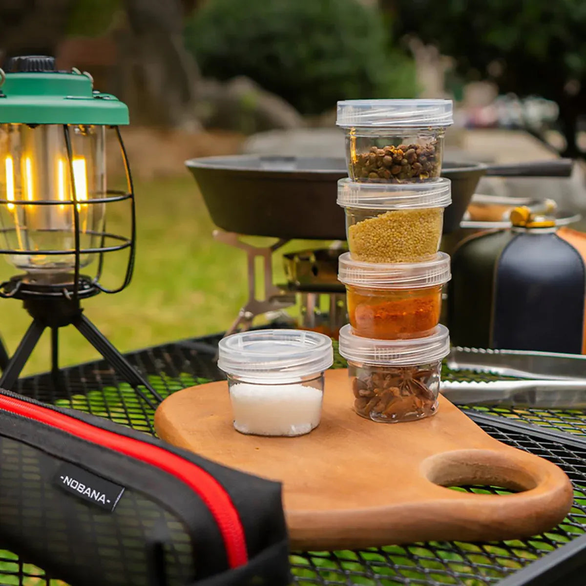 5PCS Outdoor Camping Spice Container Set Travel BBQ Seasoning Storage Box Use - White
