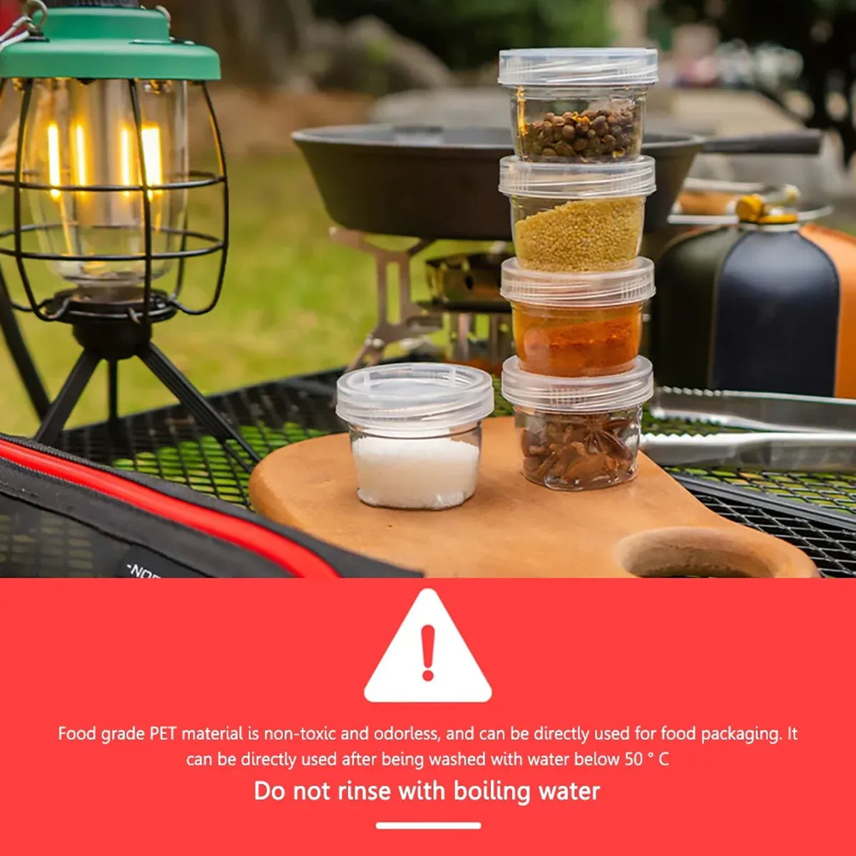 5PCS Outdoor Camping Spice Container Set Travel BBQ Seasoning Storage Box Use - White