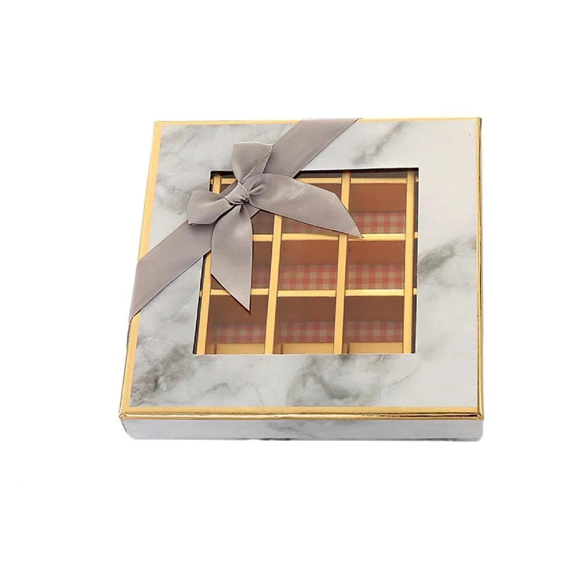Valentine's Day Chocolate Box 9-Grid - Gift Display Window Gray 25-Pack