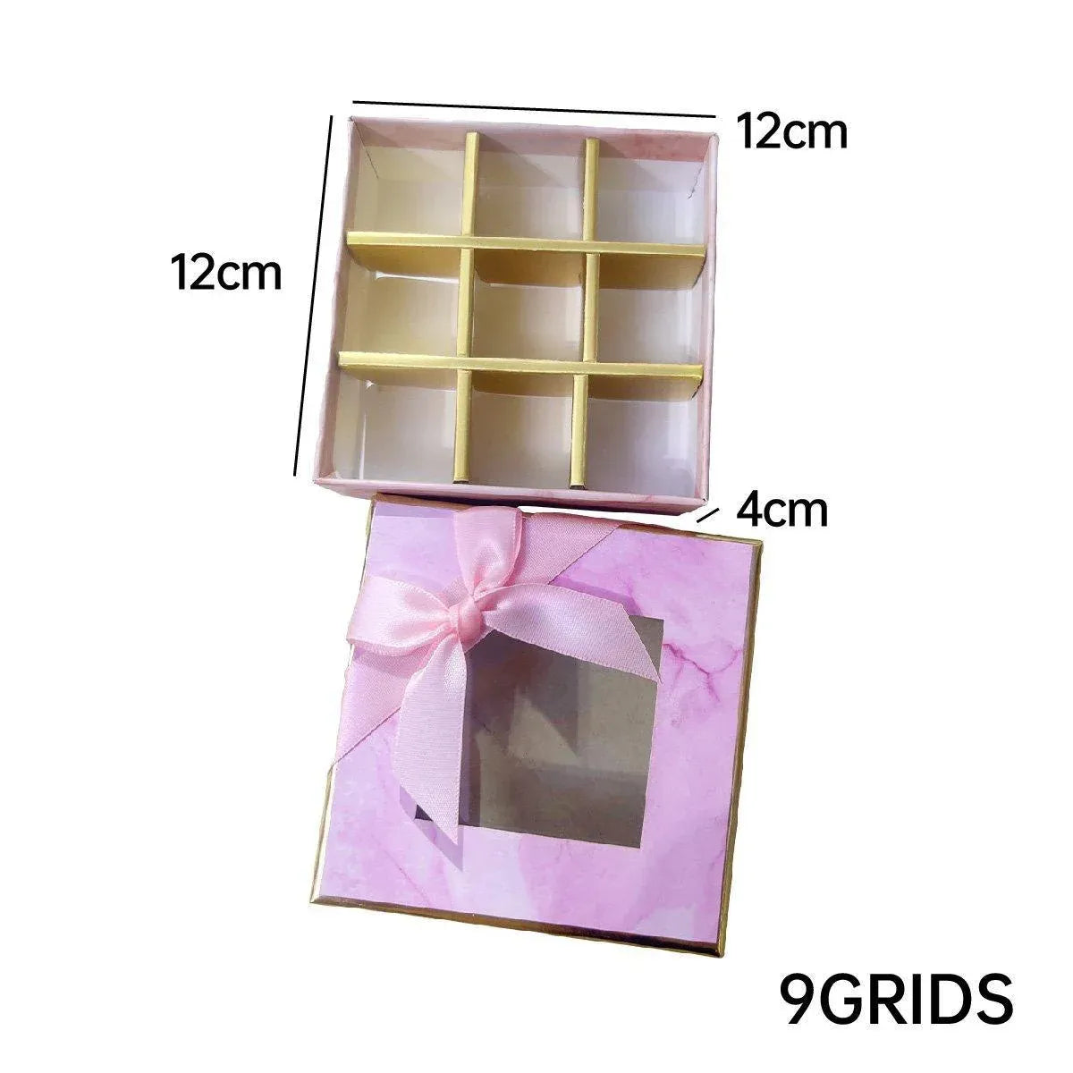 Valentine's Day Chocolate Box 9-Grid - Gift Display Window Gray 25-Pack