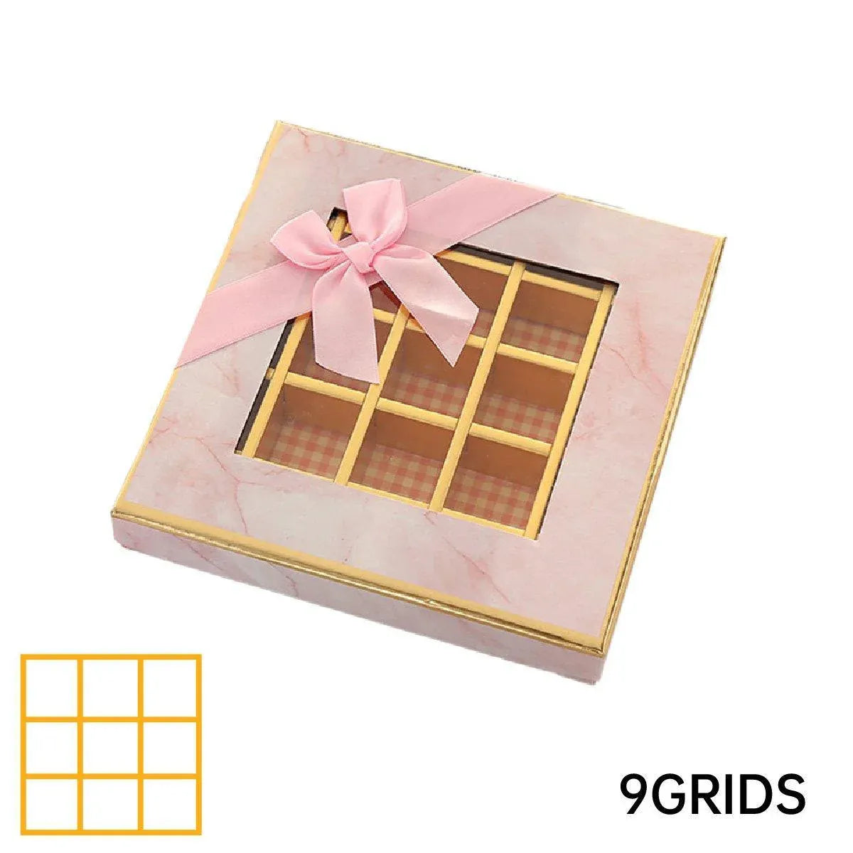 Valentine's Day Chocolate Box 9-Grid - Gift Display Window Gray 25-Pack