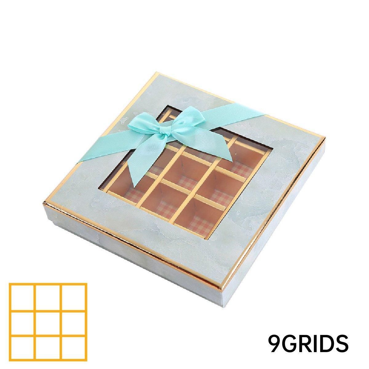 Valentine's Day Chocolate Box 9-Grid - Gift Display Window Gray 25-Pack