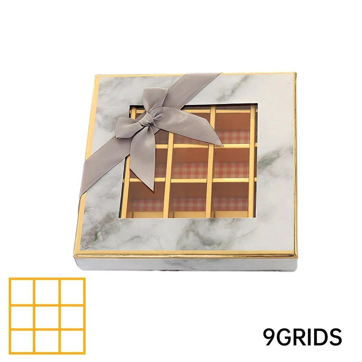 Valentine's Day Chocolate Box 9-Grid - Gift Display Window Gray 25-Pack