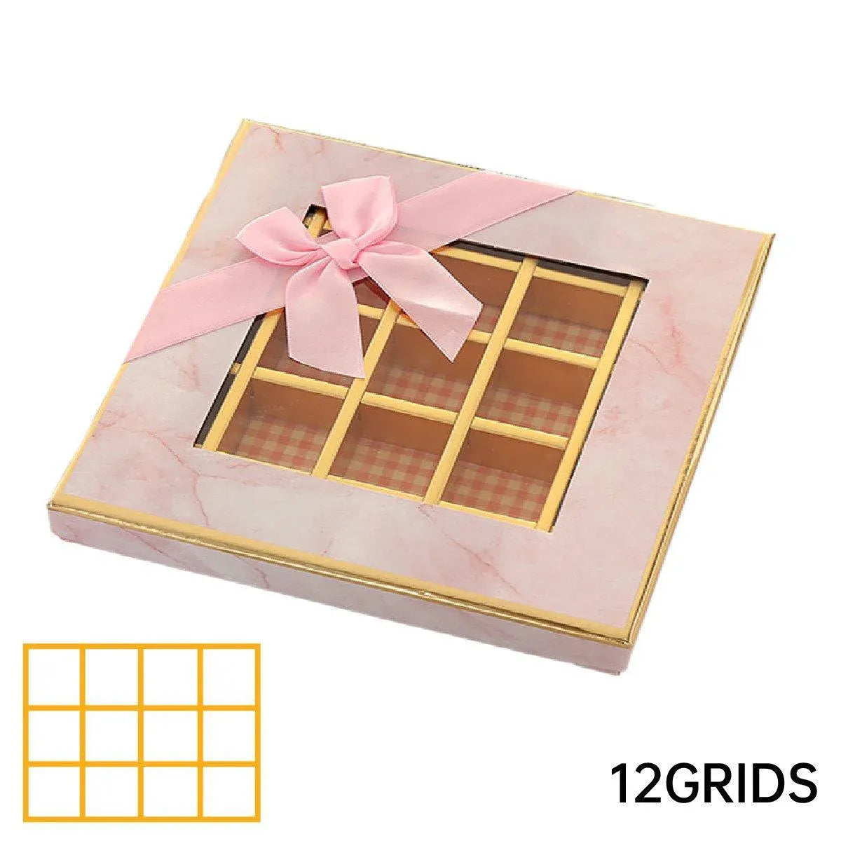 Valentine's Day Chocolate Box 9-Grid - Gift Display Window Gray 25-Pack