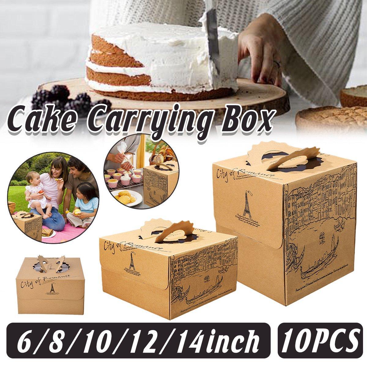 Kraft Paper Cake Boxes 10-Pack - Double Height European Style 8 Inch