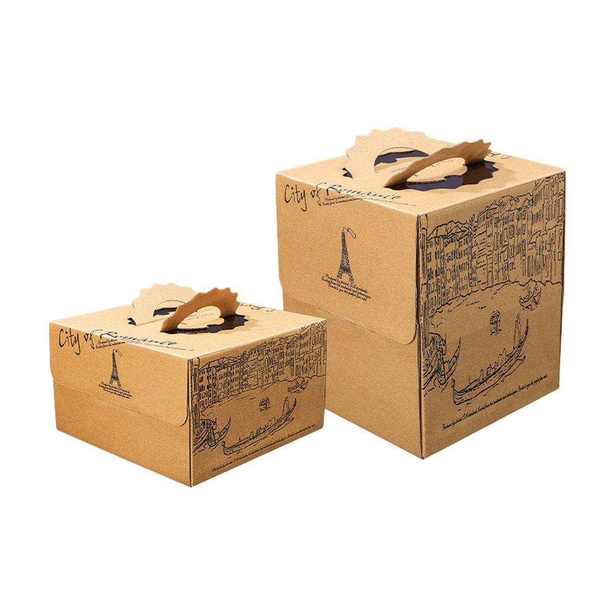 Kraft Paper Cake Boxes 10-Pack - Double Height European Style 8 Inch