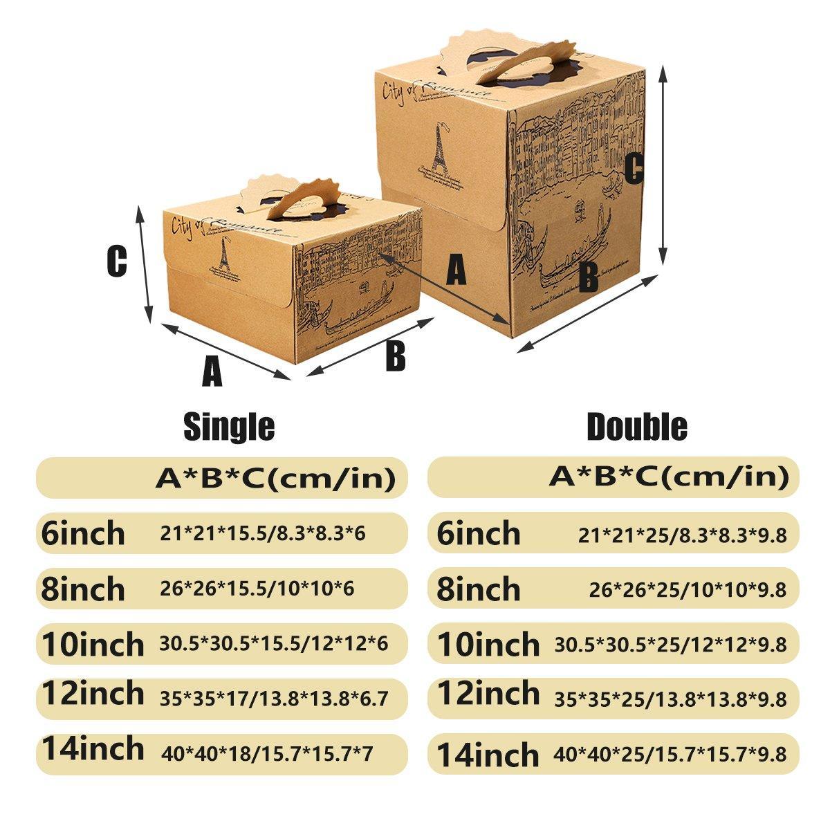 Kraft Paper Cake Boxes 10-Pack - Double Height European Style 8 Inch