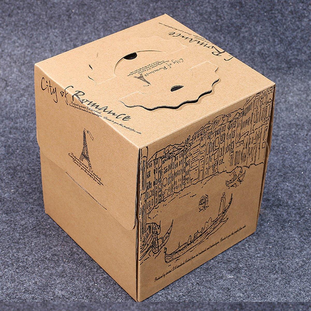 Kraft Paper Cake Boxes 10-Pack - Double Height European Style 8 Inch