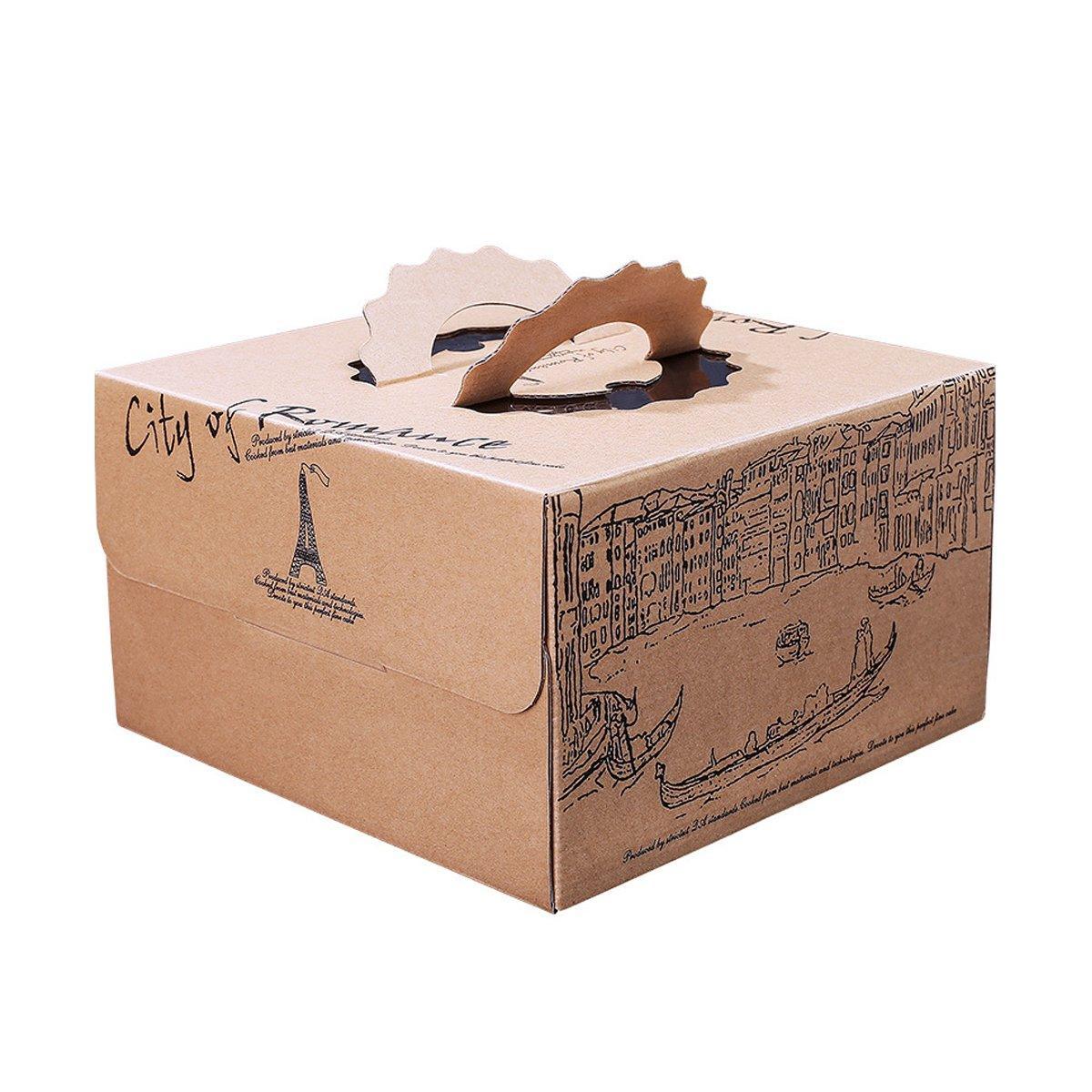 Kraft Paper Cake Boxes 10-Pack - Double Height European Style 8 Inch
