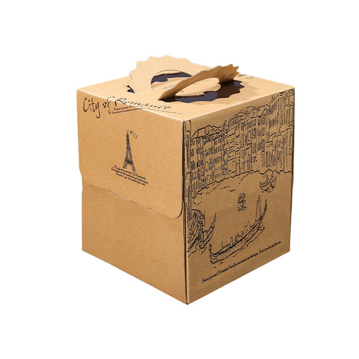 Kraft Paper Cake Boxes 10-Pack - Double Height European Style 8 Inch
