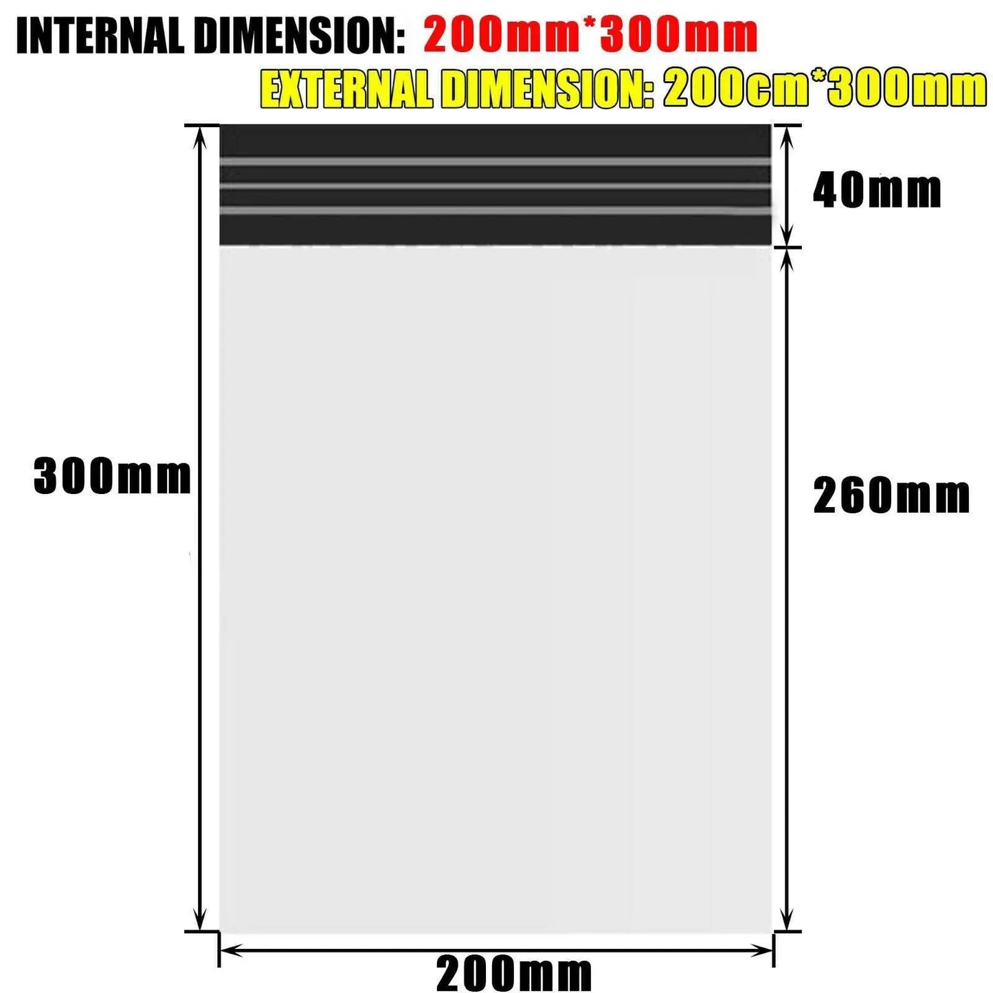 Poly Mailer Bags Mailing Satchel Plastic Courier Self Sealing Packing - 20*80cm *100 PCS