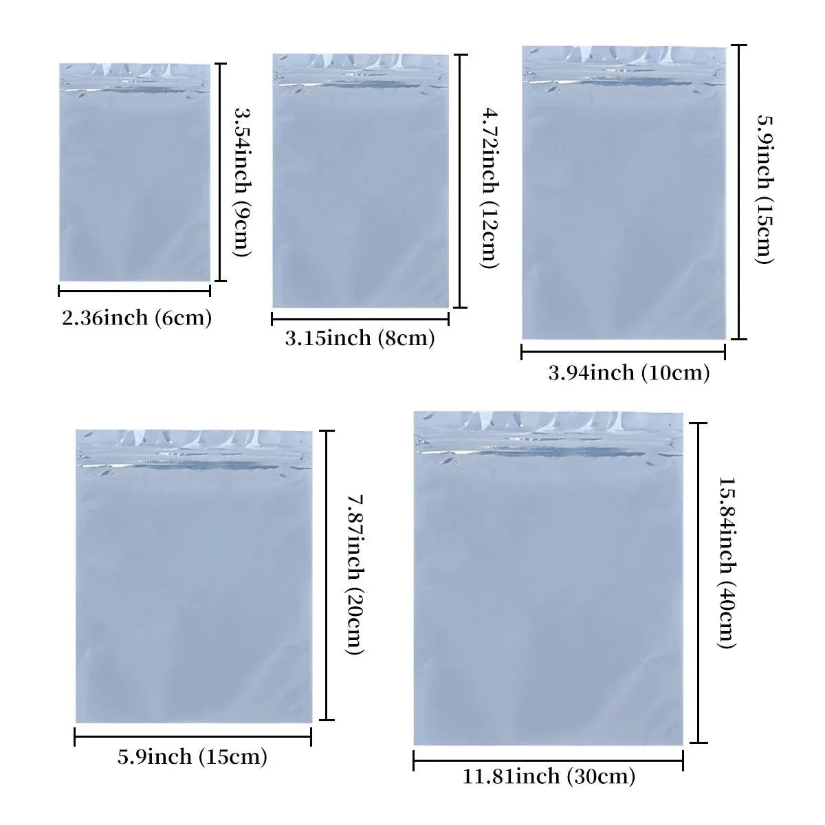 Plastic Self Sealing Bags 100PCS 5Sizes Anti Static Semi Transparent Resealable - 15x20cm