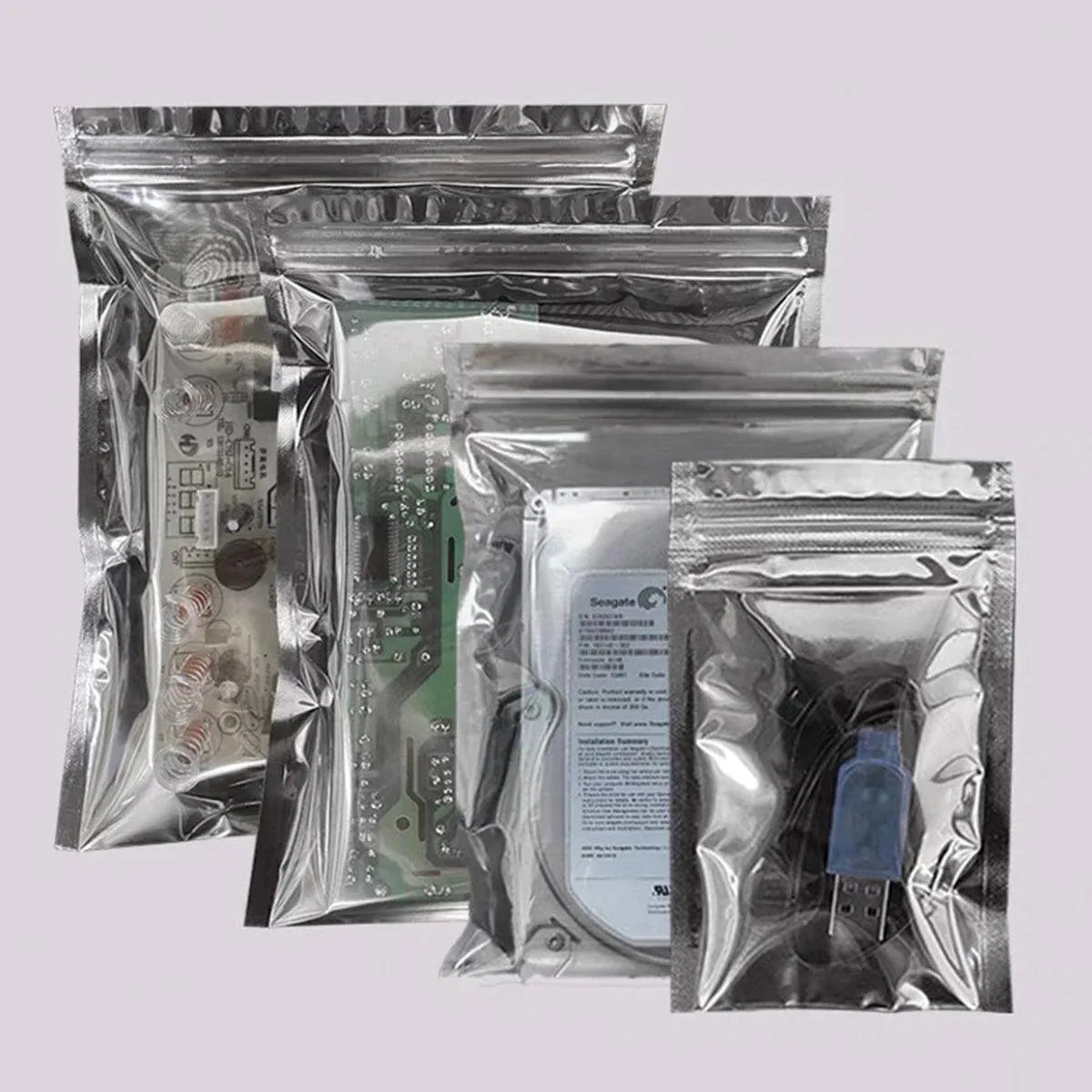 Plastic Self Sealing Bags 100PCS 5Sizes Anti Static Semi Transparent Resealable - 15x20cm