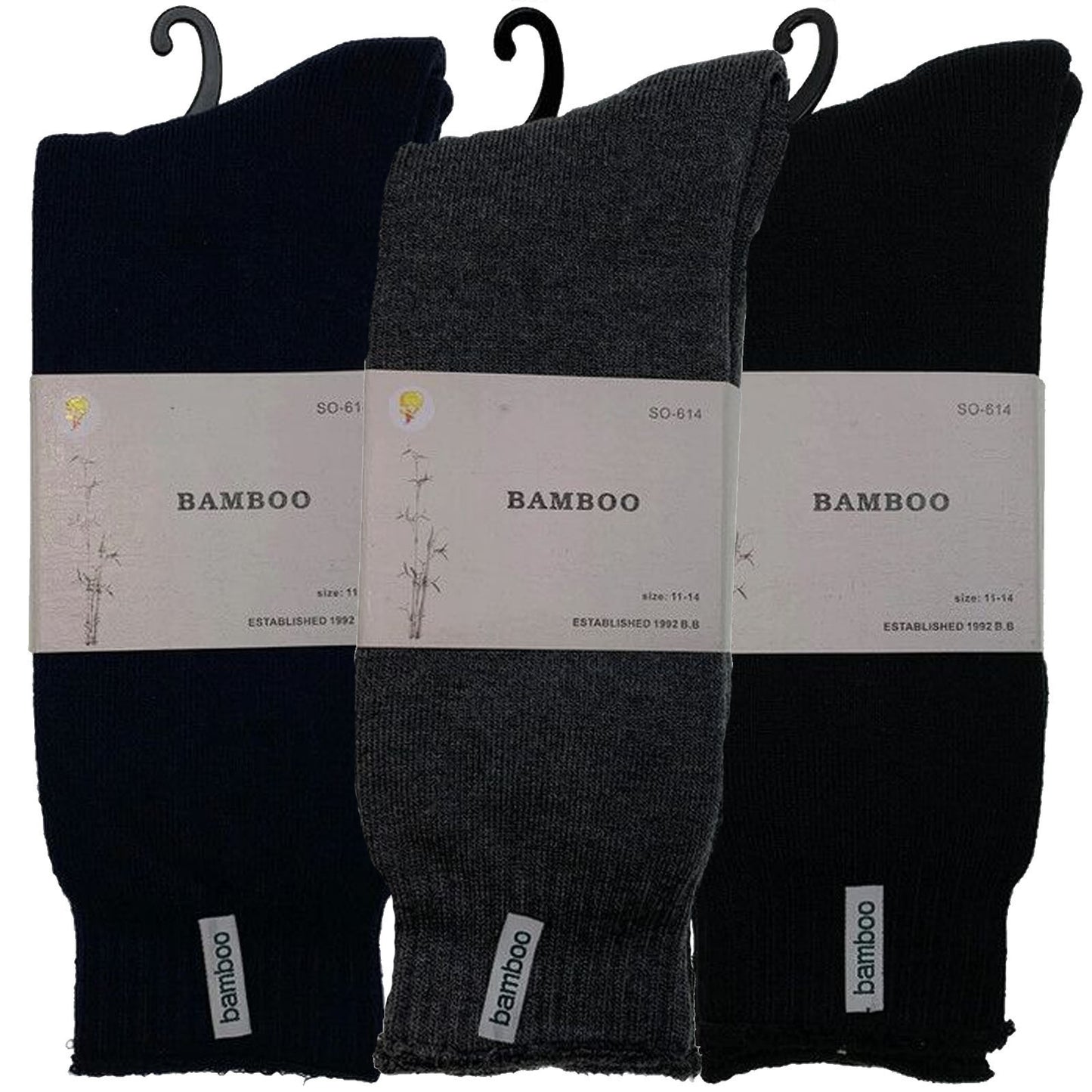 3 Pairs Premium Bamboo Mens Work Socks - Heavy Duty Cushion Bulk Assorted 7-11