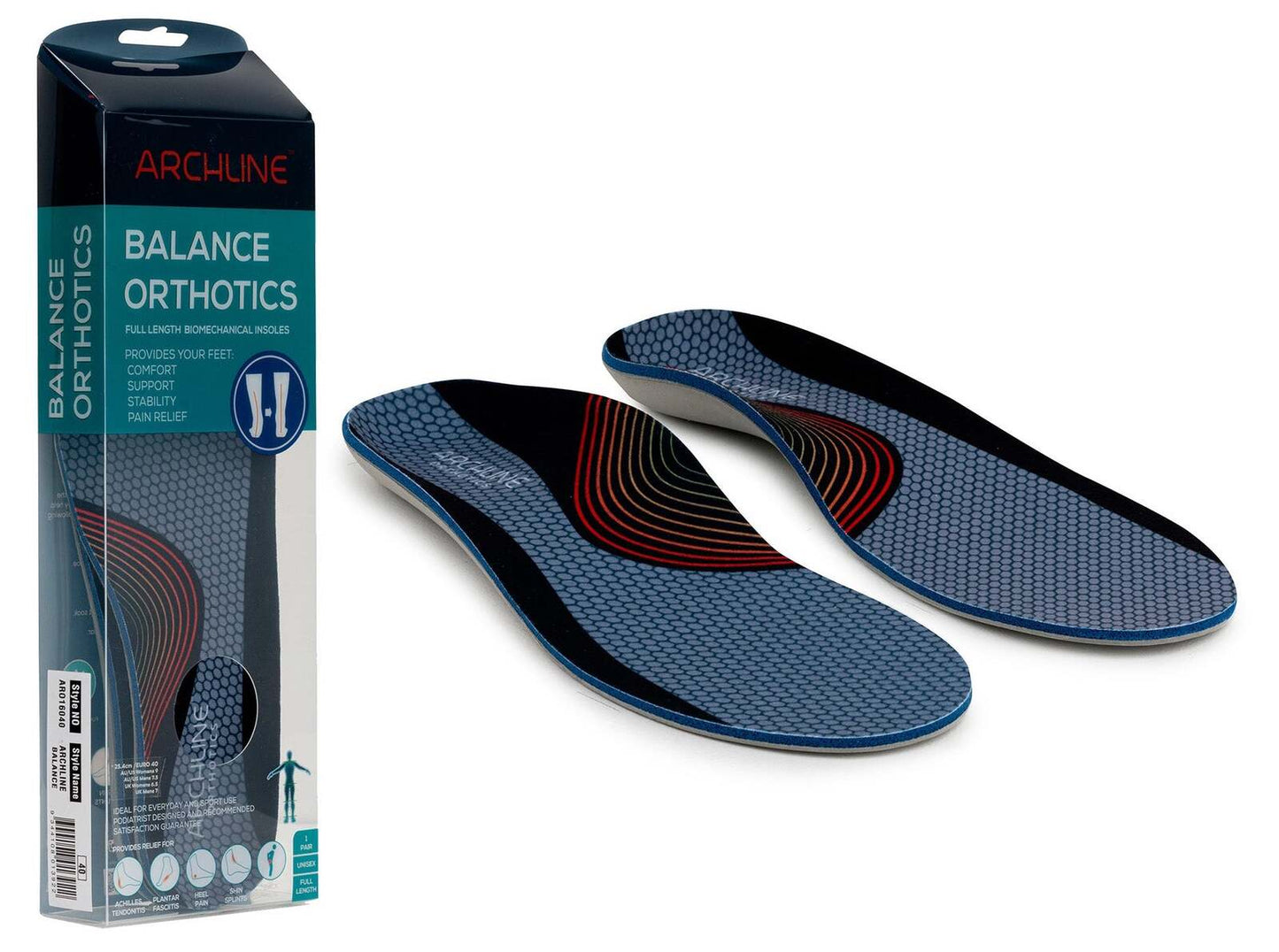 ARCHLINE Orthotics Insoles Balance Full Length Arch Support Pain Relief - EUR 46
