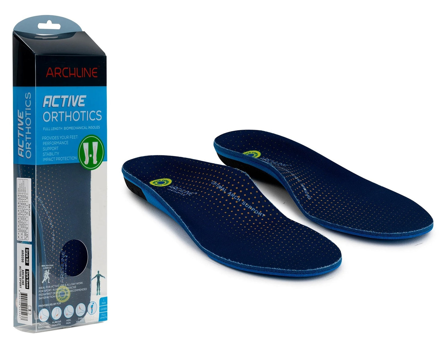 Archline Active Orthotics Full Length Arch Support - Sports & Exercise M (EU 40-42)
