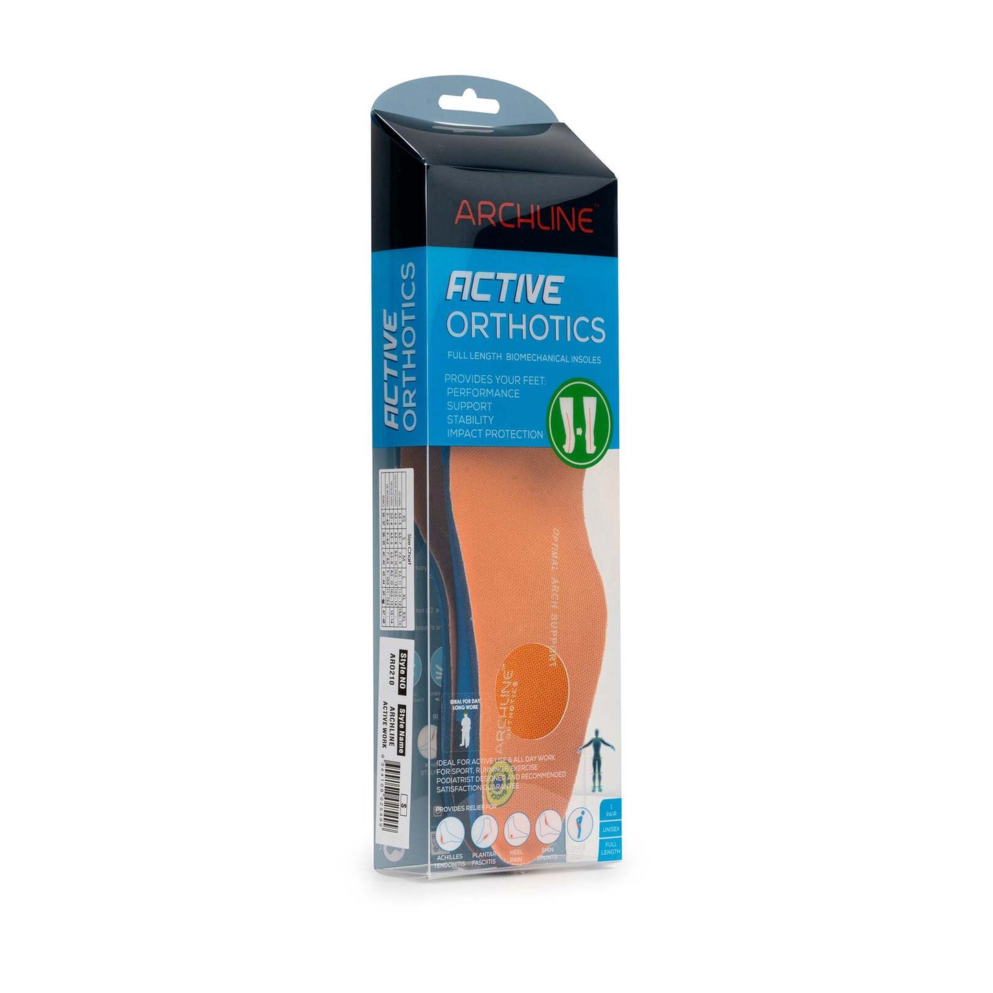 Archline Active Orthotics Full Length Arch Support Pain Relief Insoles - For Work - S (EU 38-39)