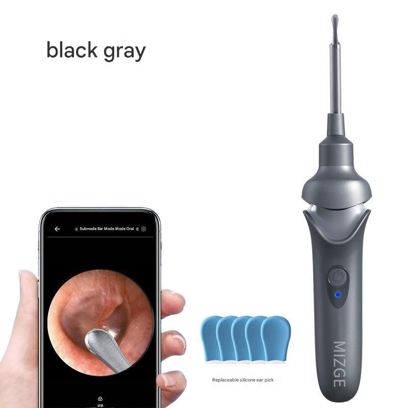 Black Rechargeable Electric Ear Cleaner with LED Light - Safe Wax Removal Tool