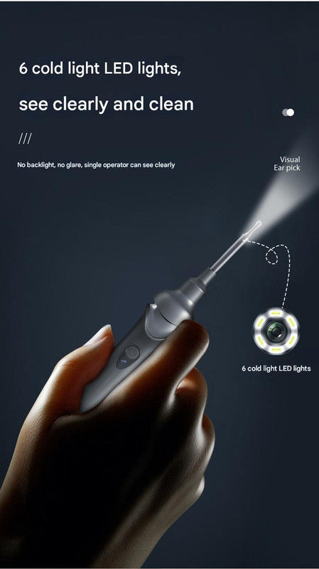 Black Rechargeable Electric Ear Cleaner with LED Light - Safe Wax Removal Tool