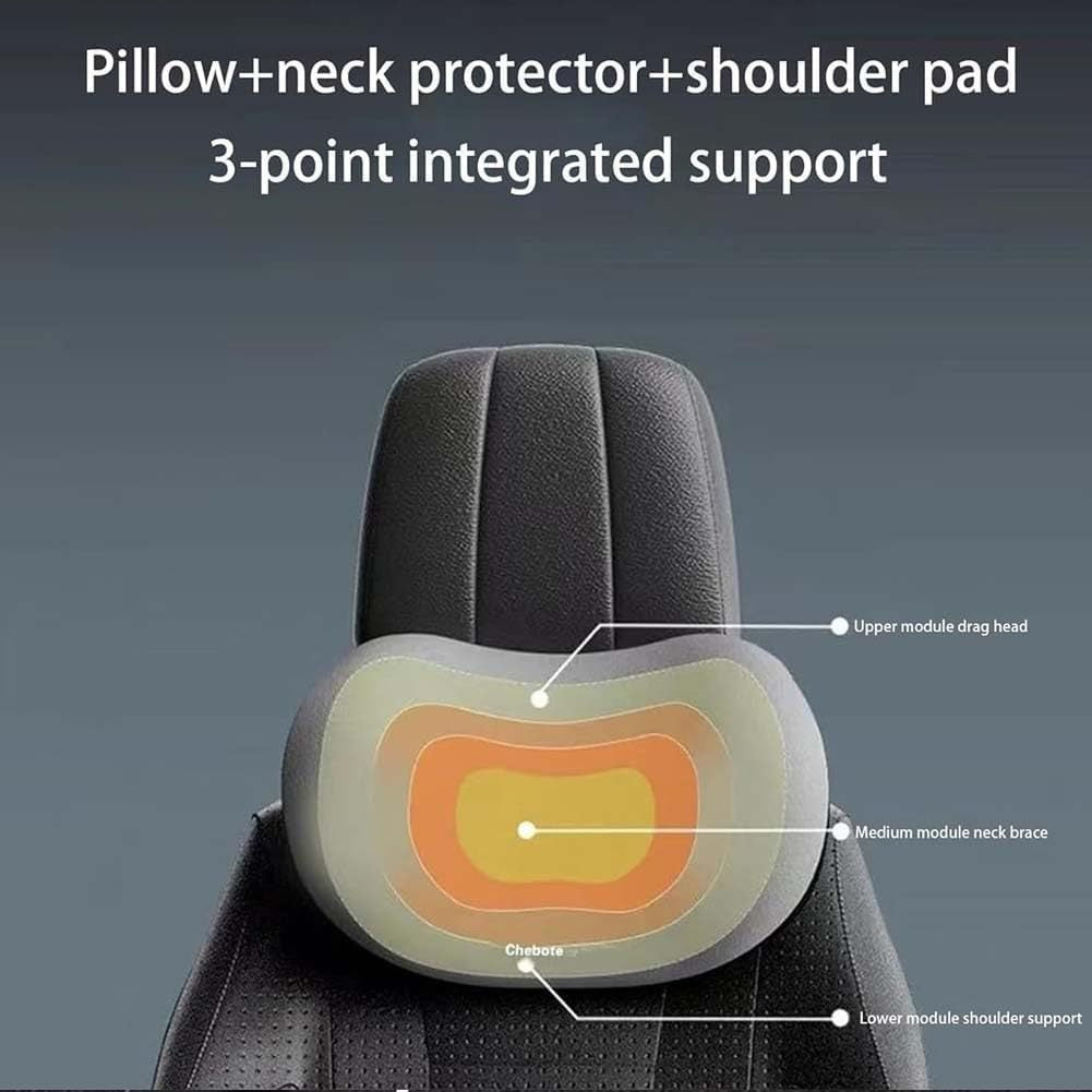 Brown Ergonomic Memory Foam Car Headrest & Lumbar Support Cushion Set - Driving Comfort Neck & Back Pillow