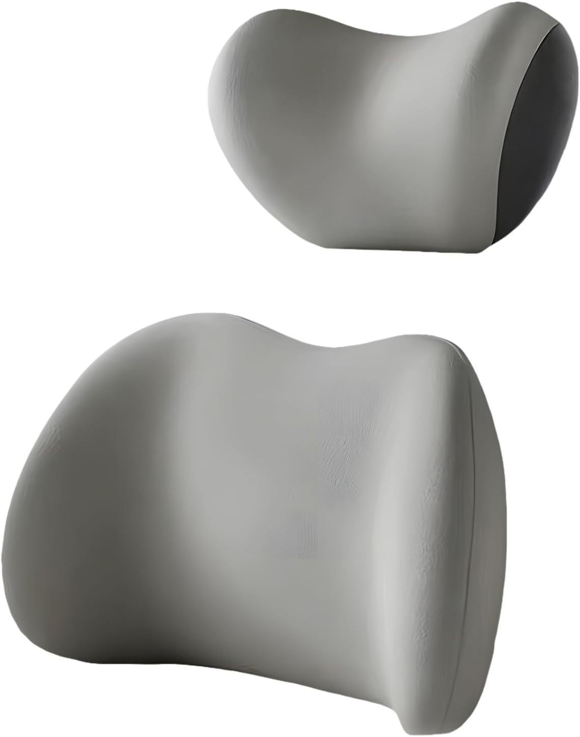 Grey Memory Foam Car Headrest & Lumbar Support Cushion Set