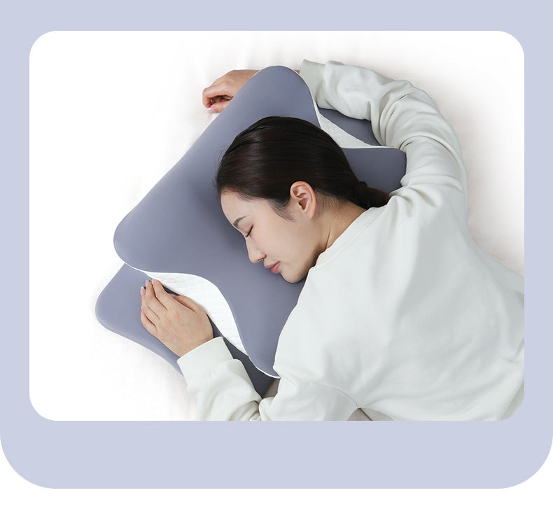 Light Pink Ergonomic Butterfly Memory Foam Pillow - Cervical Neck Support for Side, Back & Stomach Sleepers, Orthopedic Contour Design