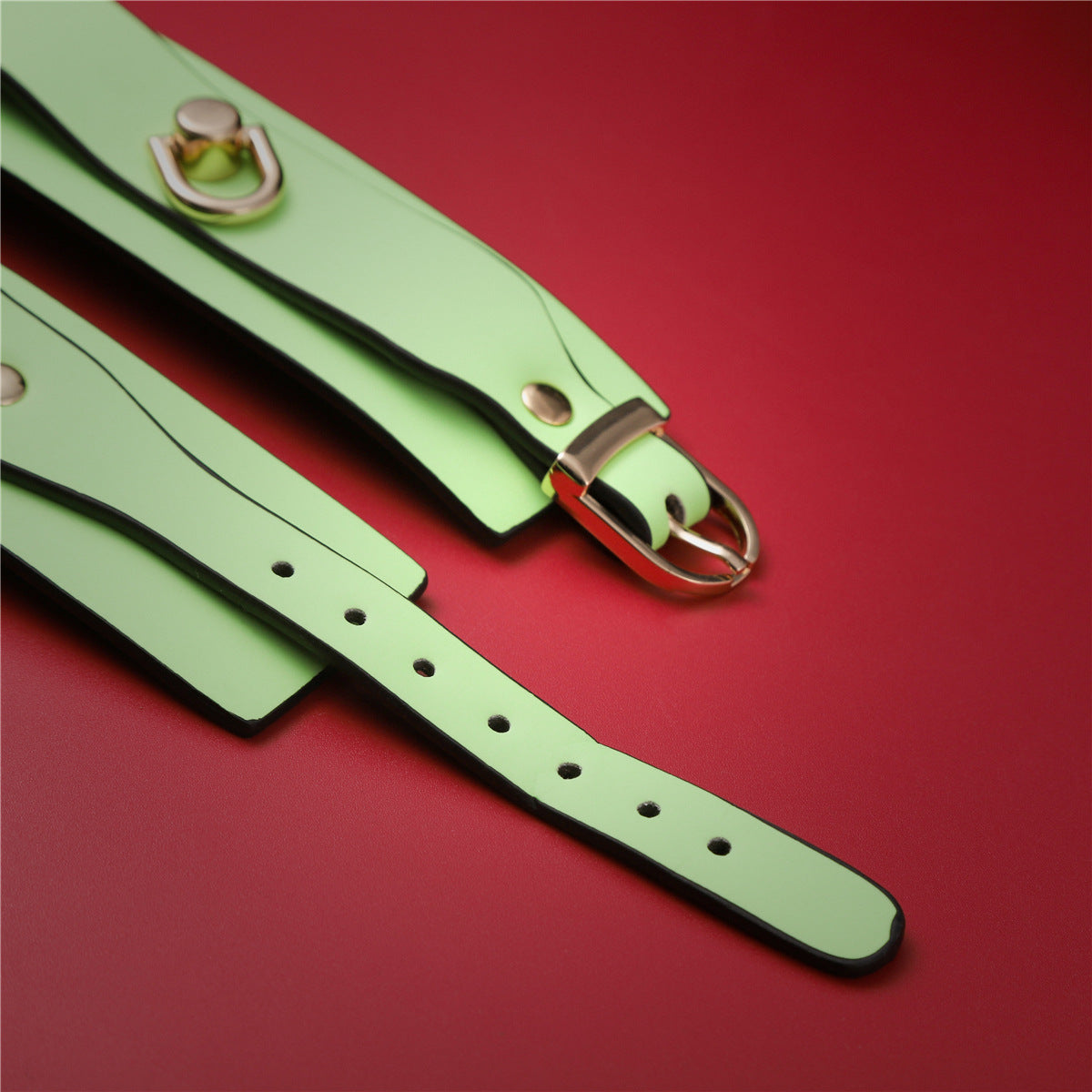 Adjustable PU Leather Bondage Cuff - Wrist/Ankle Restraint, Sold Individually(Luminous orange-handcuffs)