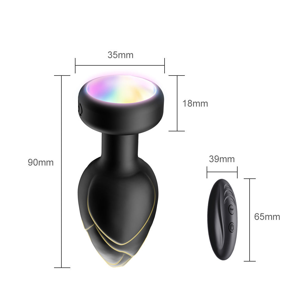 Red LED Vibrating Anal Plug with Remote - 10 Speeds 7 Light Modes Waterproof