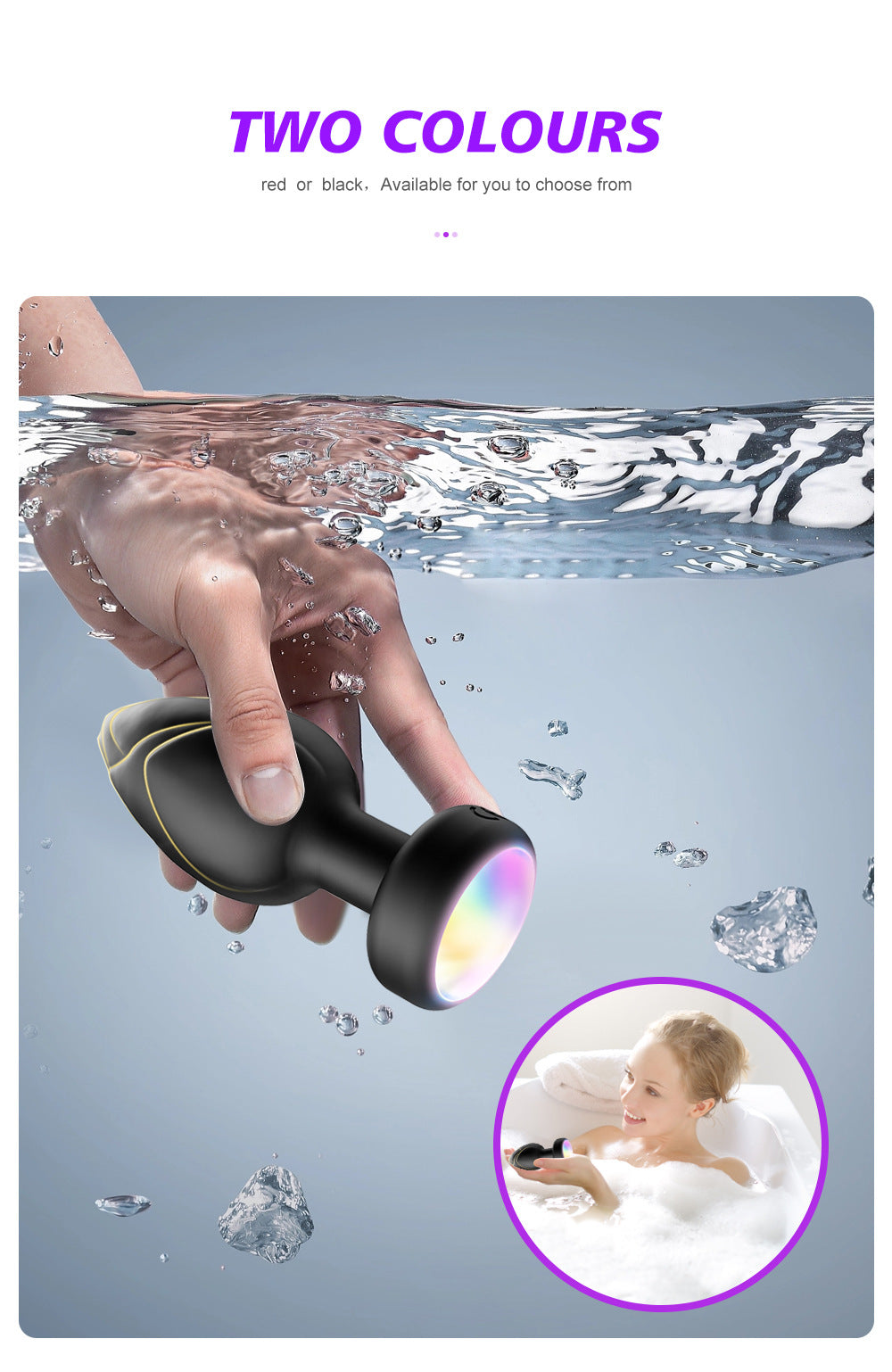 Red LED Vibrating Anal Plug with Remote - 10 Speeds 7 Light Modes Waterproof