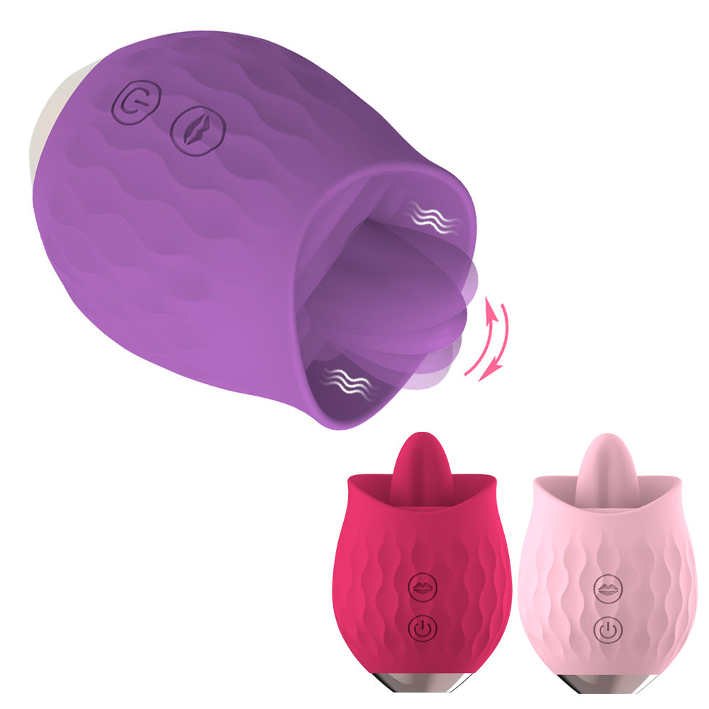 Pink Rosebud Flickering Tongue Vibrator - 10 Speed Clitoral & G-Spot Stimulator