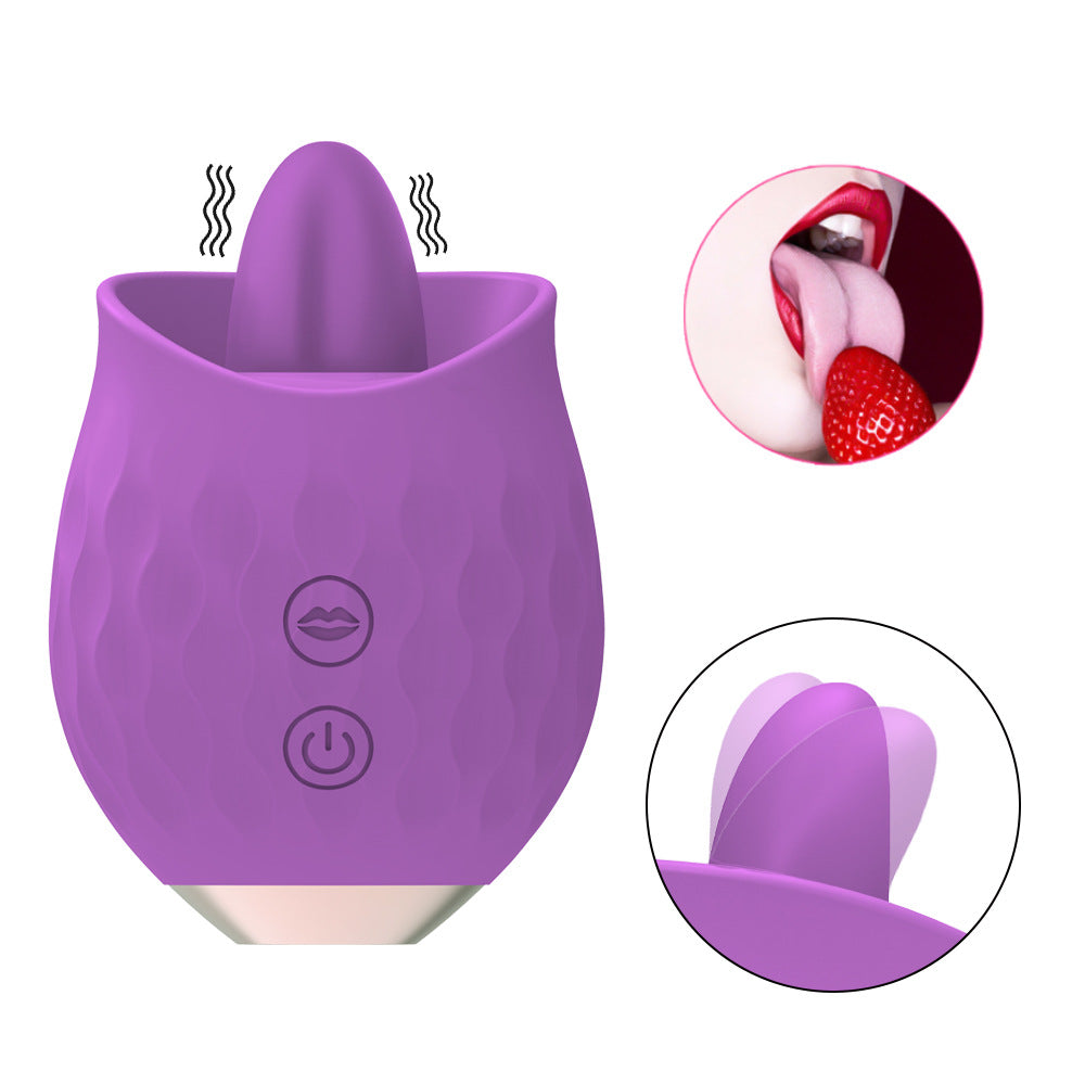 Pink Rosebud Flickering Tongue Vibrator - 10 Speed Clitoral & G-Spot Stimulator