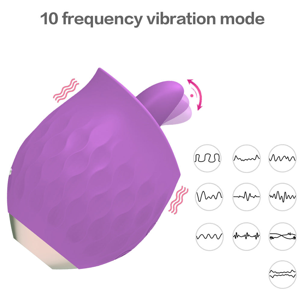 Pink Rosebud Flickering Tongue Vibrator - 10 Speed Clitoral & G-Spot Stimulator