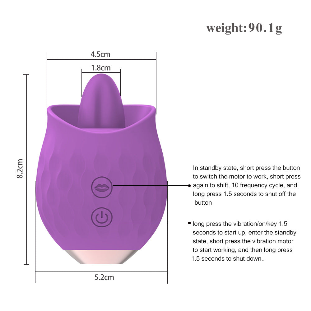 Pink Rosebud Flickering Tongue Vibrator - 10 Speed Clitoral & G-Spot Stimulator
