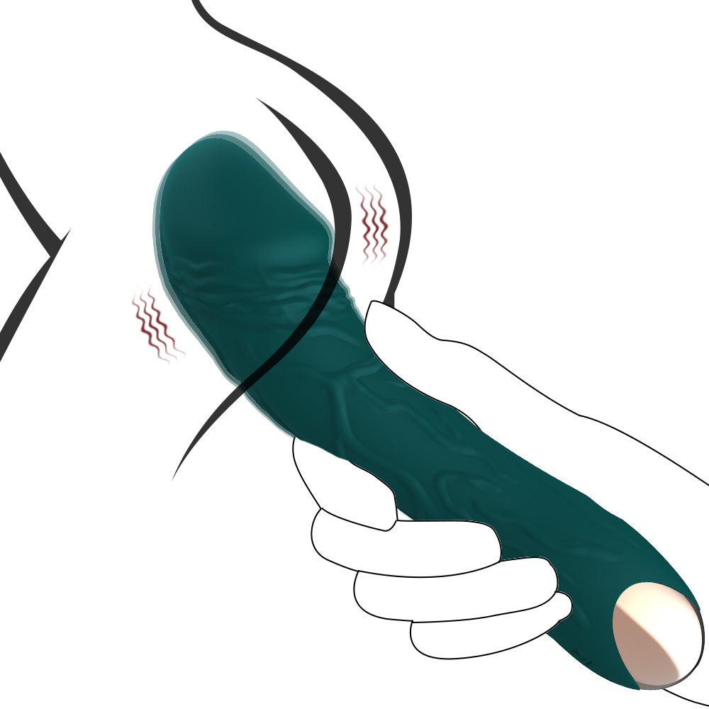 Dark Green G-Spot Vibrator - 20 Speed Rechargeable Silicone Wand