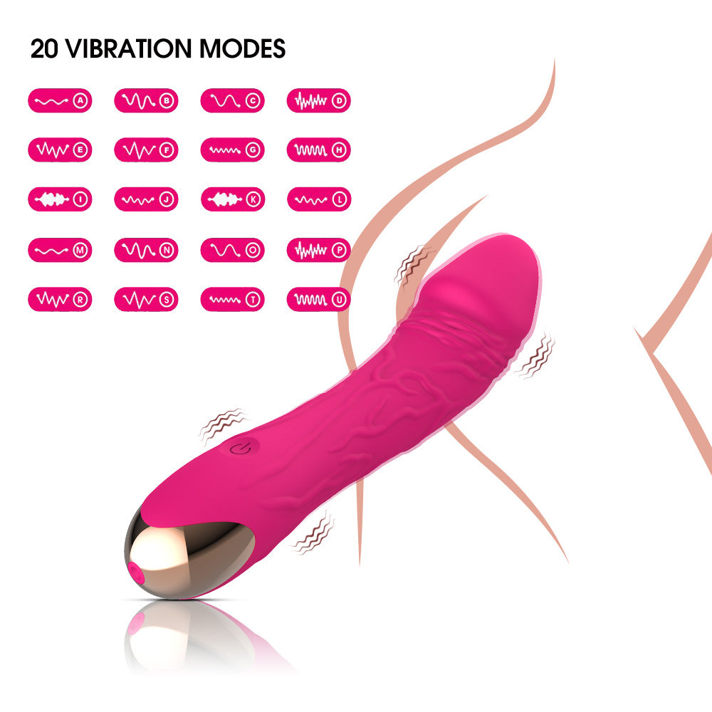 Dark Green G-Spot Vibrator - 20 Speed Rechargeable Silicone Wand