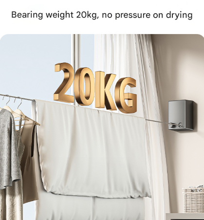 Silver Retractable Stainless Steel Clothesline - 4.2m Indoor and Outdoor Drying Solution