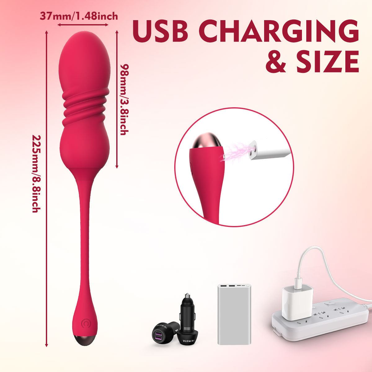 Purple ThrustWave Vibrating & Telescopic Pleasure Egg - 12 Vibe & 3 Thrust Modes