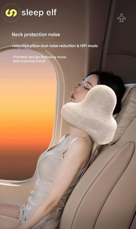 Smart Neck Pillow - Bluetooth Noise Reduction & Graphene Heating (Lake Blue)